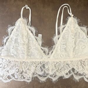 Anthropologie ✨ NWOT White Lace Bralette - Women's Medium
